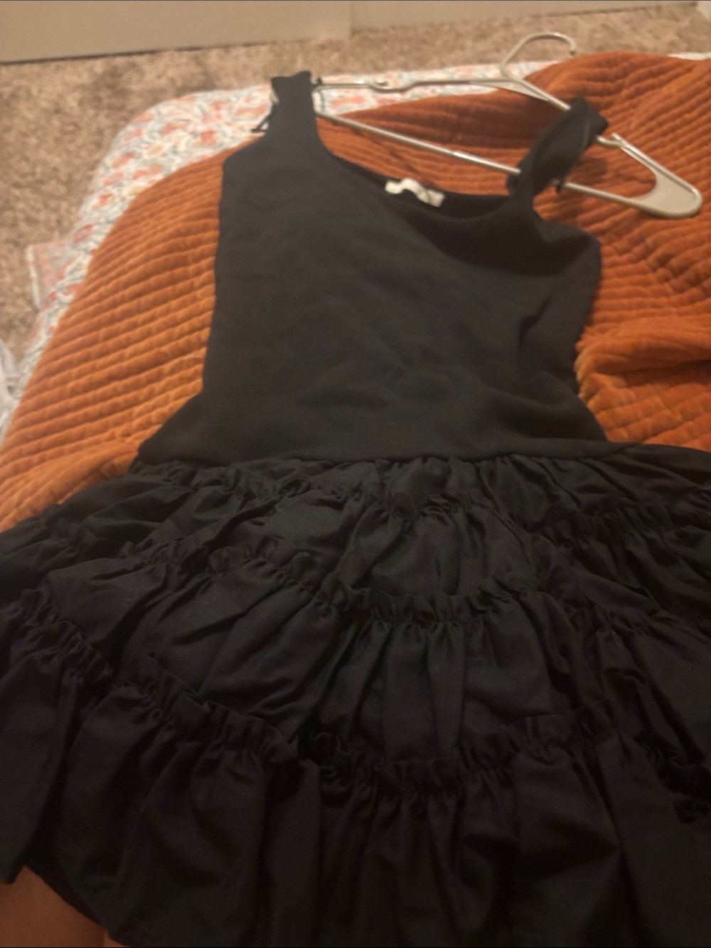 Zara Black Ruffled Tank Mini Dress